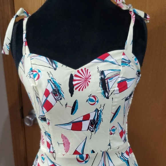 Bettie Page Red and Yellow Sleeveless Sundress - Picture 7 of 7